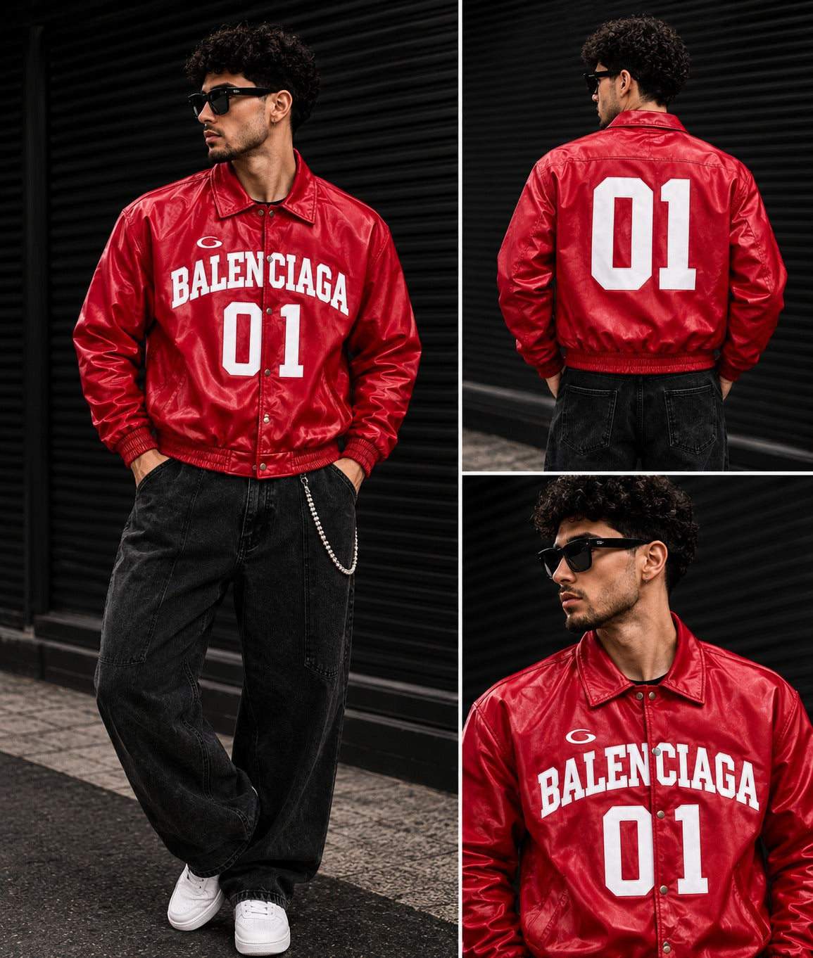 (CJ-16)  Varsity Racing Leather Jacket