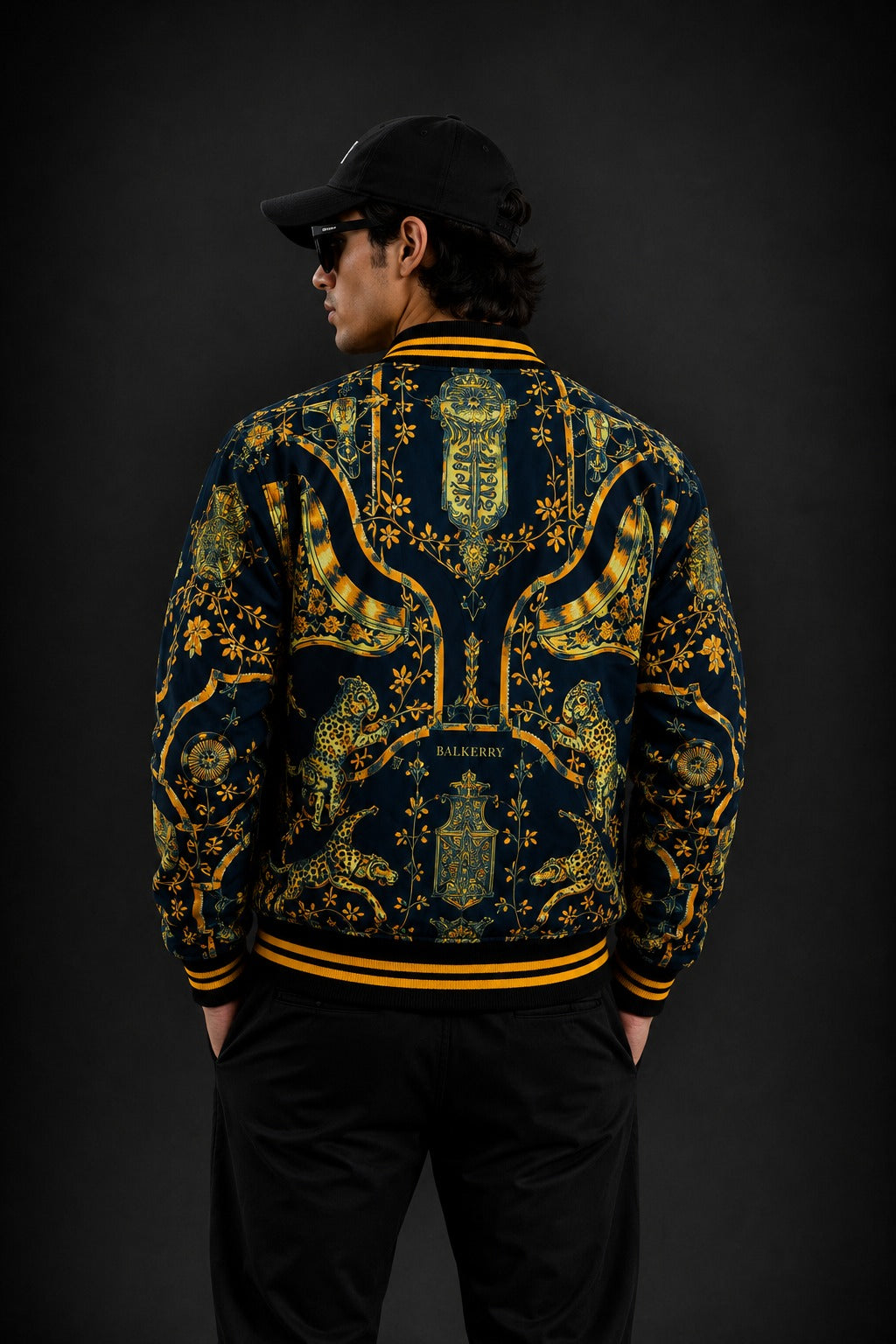 (CJ-22) Luxe Royal  Vintage Motif Zipper Jacket