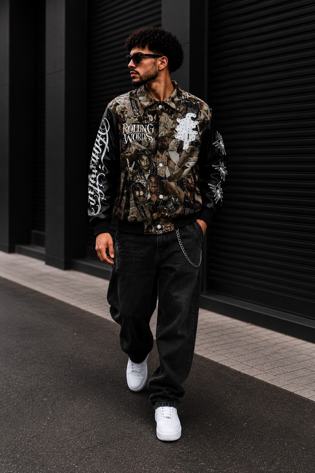 (CJ-24) Rolling Words Premium Graphic Bomber Jacket