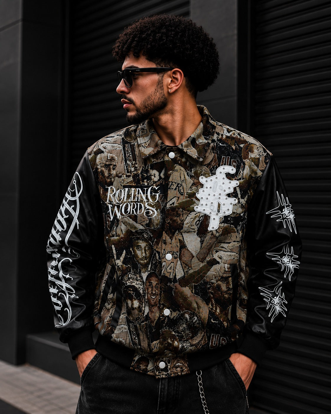 (CJ-24) Rolling Words Premium Graphic Bomber Jacket