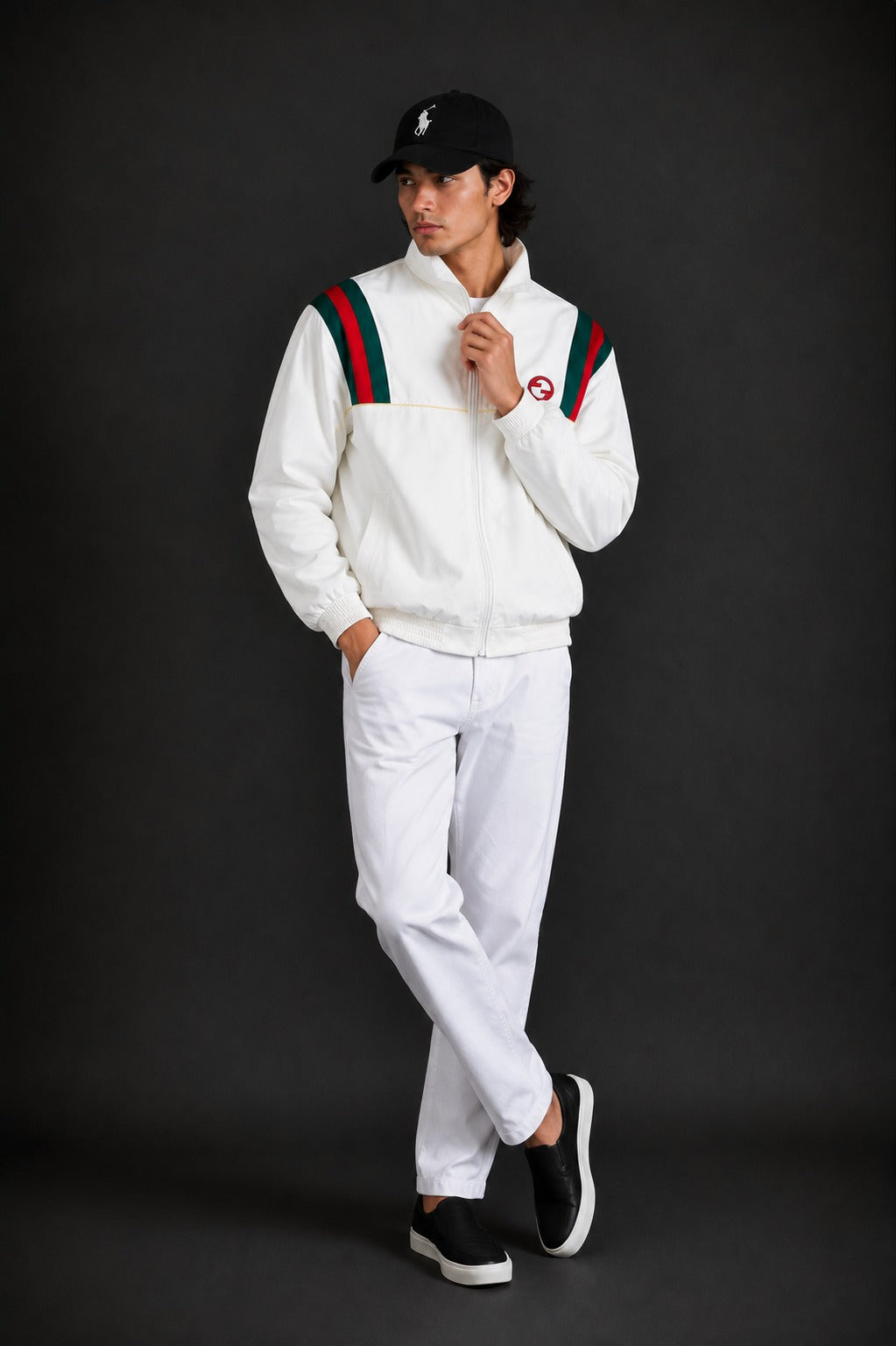 (CJ-5) Luxury Monogram Zip-Up Hooded Jacket – Premium Streetwear Windbreaker for Men | Gucci Edition