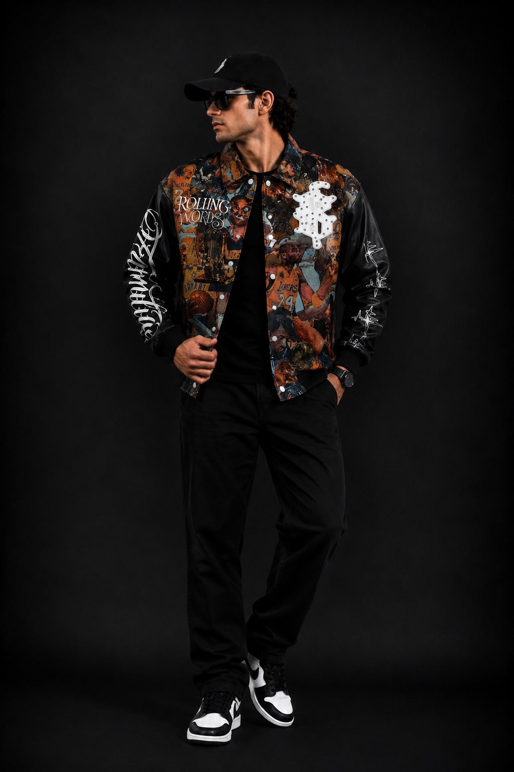 (CJ-24) Rolling Words Premium Graphic Bomber Jacket