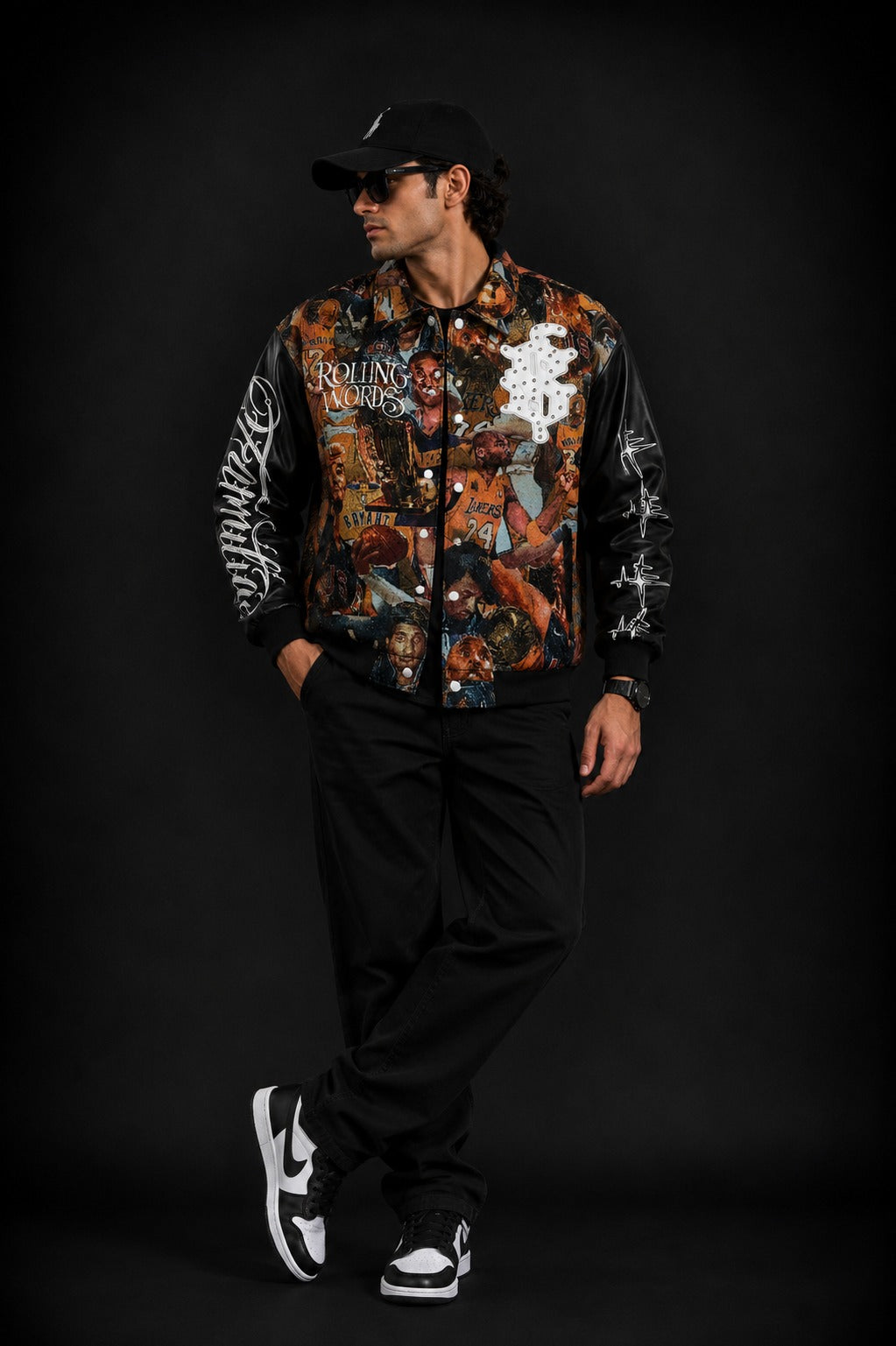 (CJ-24) Rolling Words Premium Graphic Bomber Jacket