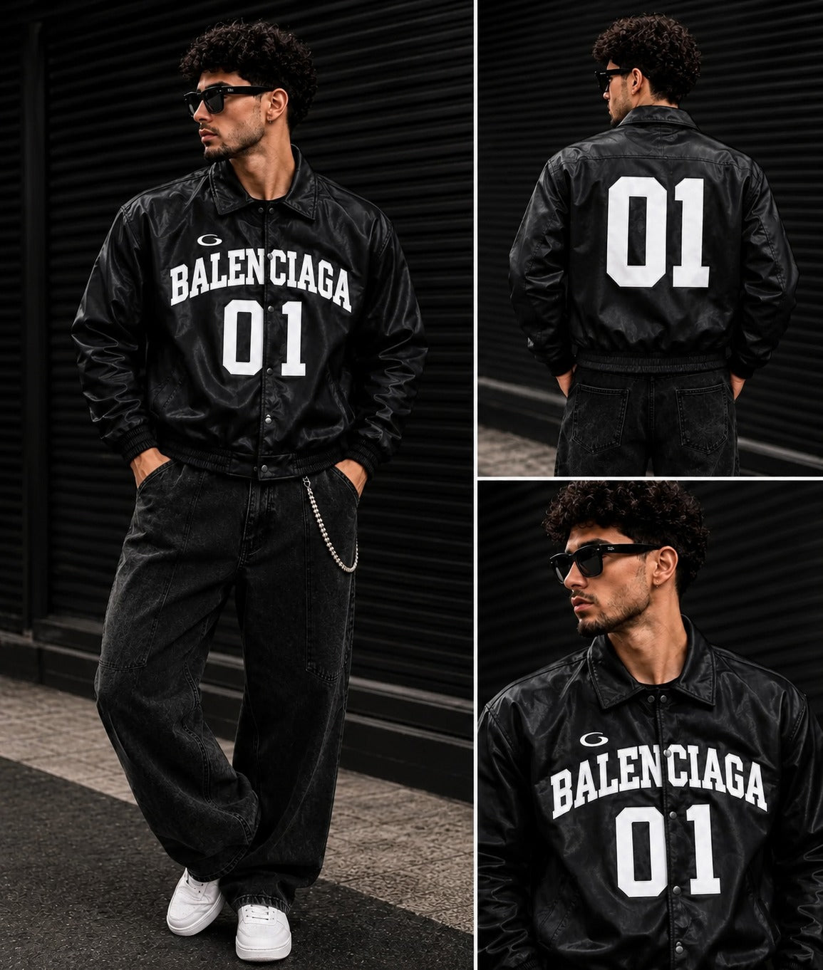 (CJ-16)  Varsity Racing Leather Jacket